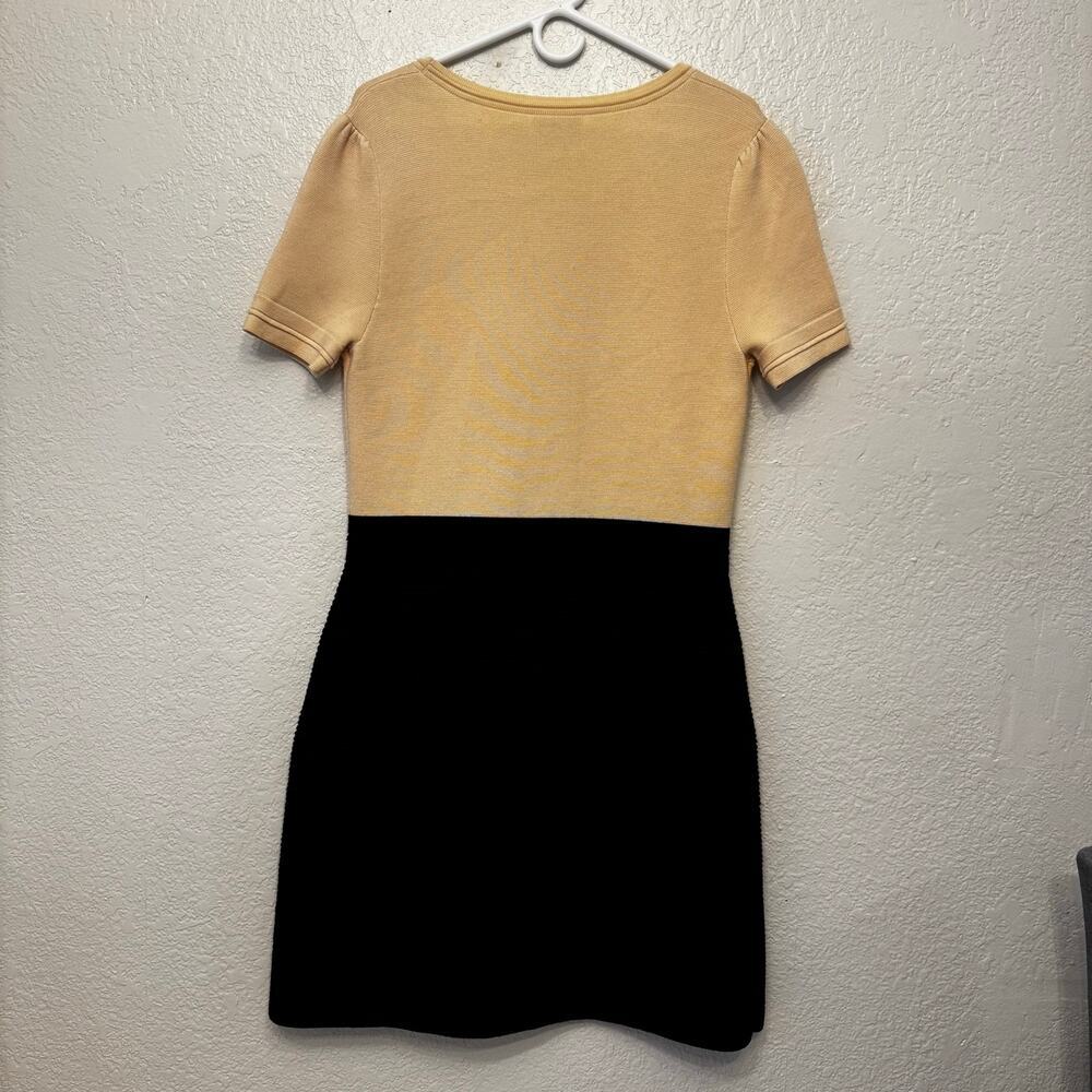NWT Kate Spade 100% Wool Colorblock Knit Bow Waist Sheath Dress Black Ivory XL - Picture 6 of 7
